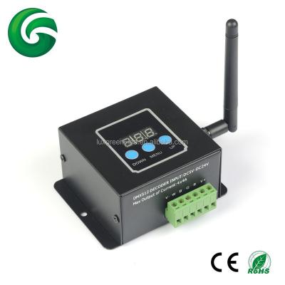 China Wireless dmx decoder, rgbw rgb dmx controller with 400m distance control and 3 years warranty WDMX02 for sale