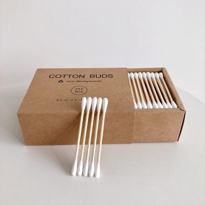 China Dispoable 200pcs Plastic Free Drawer Paper Box Stick Biodegradable Sliding Bamboo Cotton Pads for sale