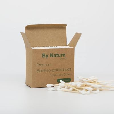 China 200pcs Cardboard Paper Box Stick Cotton Q Tip Disposable Eco-friendly Bamboo Earbuds for sale