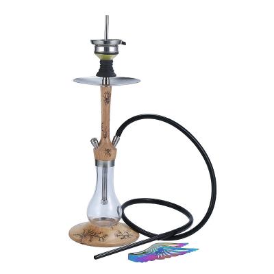 China Other High End Wooden Stem Accessories Edelstahl Shisha Hookah Set Smoking Hookahs Wholesale Big Nargile with wooden stem Edelstahl for sale