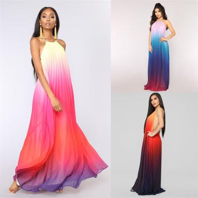 China Women's Chiffon Robe Nightgown Breathable Gradient Pleated Chiffon Robe for sale