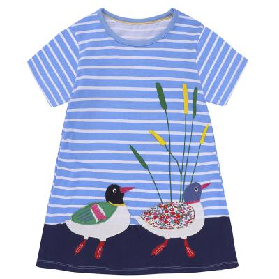 China INS cartoon children's news breathable shirt girls skirt printed girls summer short dress for sale