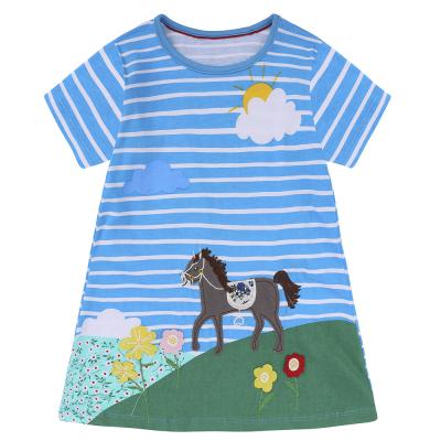 China New INS Children's Breathable Cartoon Girls Skirt Embroidered Girls Summer Short Dress for sale