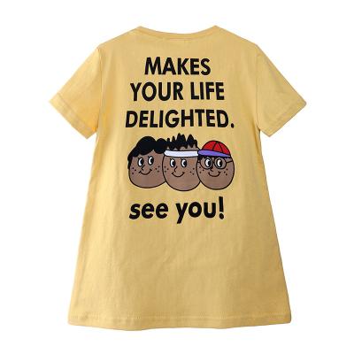 China Girls' Cartoon Doll Print Breathable T-shirt Skirt Top Korean Style Girls' Dress for sale