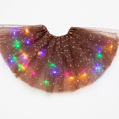 China Children's Luminous Skirt Light Girls Chiffon LED Light Skirt INS Breathable Sequin Tutu Skirt for sale