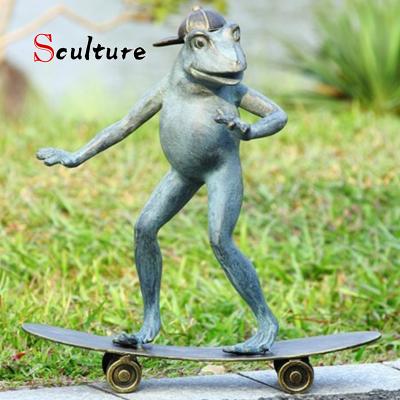 China High Quality Modern Europe Yoga Frog Backyard Garden Sculpture Art Metal Crafts Bronze Relaxed for sale