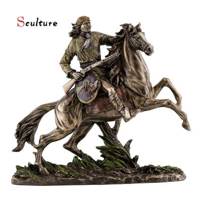 China Europe Art Deco Man Figures Bronze Sculpture On A Rearing Horse Statue For Gifts for sale