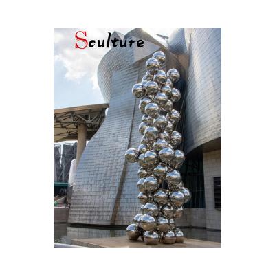 China Modern Modern Mirror Polishing Stainless Steel Pile Ball Sculpture For Garden for sale