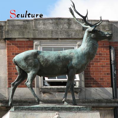 China Modern Bronze Male Animal Statue Europe Deer Figurine Decor Reindeer Deer Sculpture for Home and Outdoor Decoration for sale