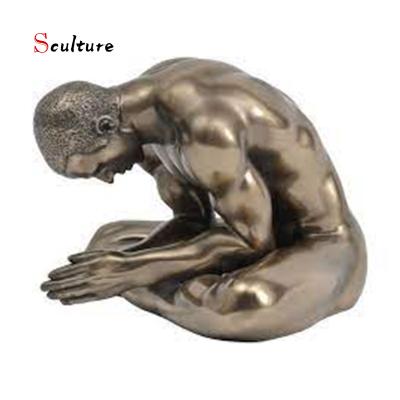 China Large Outdoor Sculpture Bronze Sitting Man Statue Artist Sculpture For Sale In Europe for sale