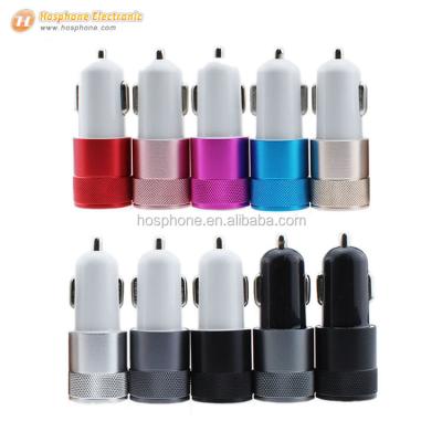 China Aluminum Mobile Phone Usb 2A Car Charger 2 Port Dual USB Car Adapter For Smart Phone for sale