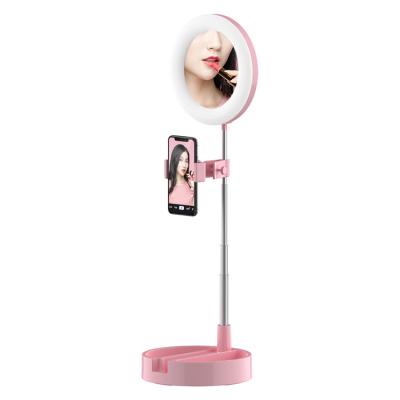 China Photogrphy G3 Makeup Sufficiency Desk Led Mirror Ring Light For Living Program Beauty Light With Tripod Stand for sale