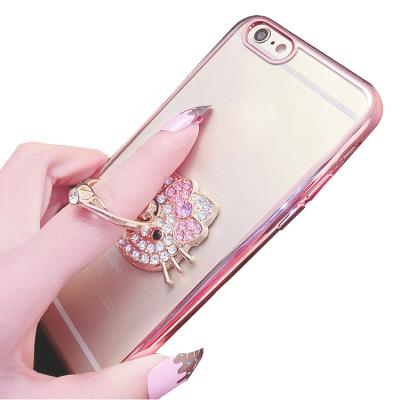 China Lovely Flexible Metal Universal Mobile Phone Cartoon Flowers 360 Finger Ring Holder Rotate Finger Ring Stent Car Holder for sale