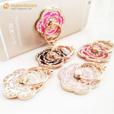 China Universal Mobile Phone Holder Lovely Metal Cartoon Flower 360 Finger Ring Holder Rotate Finger Ring Stent Car Holder for sale