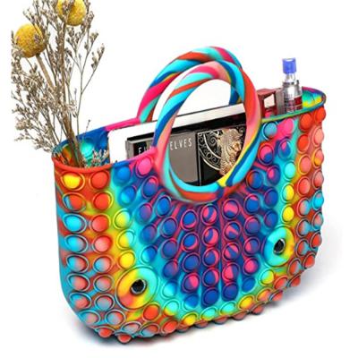 China Educational Toys Women Fashion Pop Bubble Handbags Ladies Silicone Top Handle Satchel Shoulder Tote Bags Fidget Toy Pop Handbags For Women Girls for sale