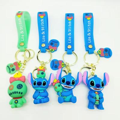 China Keychains Anti-lost Custom Lilo and Dot Soft Touch PVC Ring Chain Cartoon Anime Character Key lilo and Dot Rubber Key Chain for sale