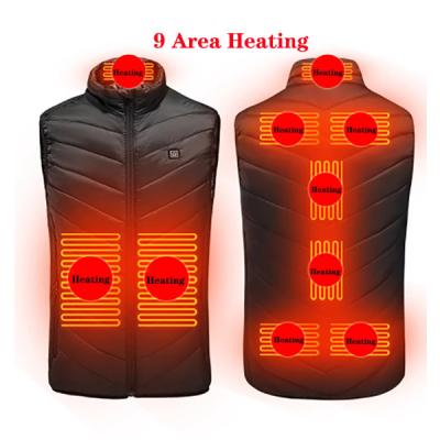 China 9 Places Windproof Heated Vest Men Women Usb Jacket Heating Vest Thermal Clothing Hunting Vest Winter Heating Shirt BlackS-8XL for sale