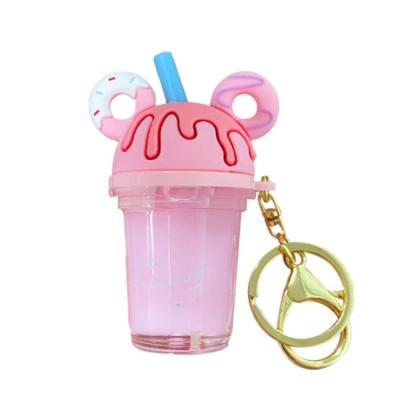 China Beautiful Girl Heart In The Oil Milk Tea Cup Fashion Key Chain Lovers Deserve To Act The Role Of The Car Key Chain 3.5cm*5cm Creative Gift for sale