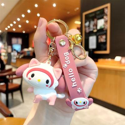 China Gift Anti-lost/Promotional/Decorative Custom Key Chain Cartoon Lovely 3D Melody Cinnamoroll Kuromi Key Chain with Wrist Strap Bag Key Ring Handbag Decorate Pendant Wholesale Girl Gift for sale