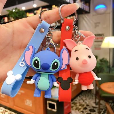 China Key Ring Cartoon Lovely Doll Mickie Minnie Monster Fashion Car Gadget Rubber Pendant Bag Key Purse PVC Key Chain With Strap for sale