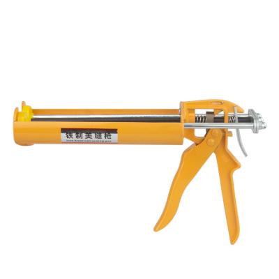 China Heavy Duty Yellow Plastic Mortar 600ml Cordless Skeleton Caulking Gun Anti-Drop Leak Power Labor Saving for sale