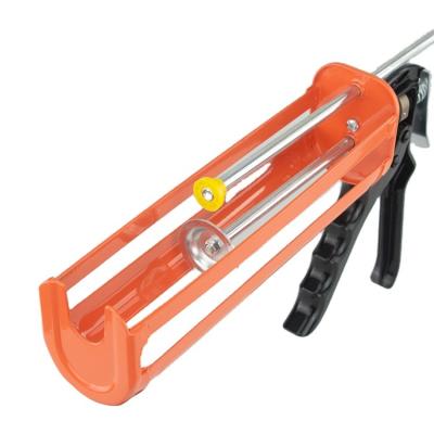 China Refillable Cement Red Skeleton Metal Refillable Leak Proof Anti-Drop Tool 600ml Cordless Caulking Gun for sale