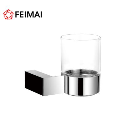 China Simple Glass Tumbler Toothbrush Holder Modern High Quality Brass Holder Tumbler Cup Toothbrush Holder for sale