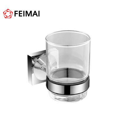 China Modern Stylish Bathroom Wall Mount Design Single Tumbler Glass Cup Holder for sale