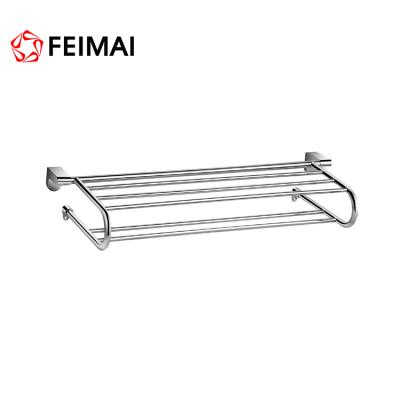 China BREF Wall Mounted Zinc Alloy Chrome Plated Towel Shelf Rack Bar for sale