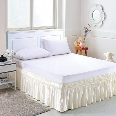 China Drop Home Adjustable Ruffled Elastic Wrap Around Luxury Bedding Bed Skirt For Hotel for sale