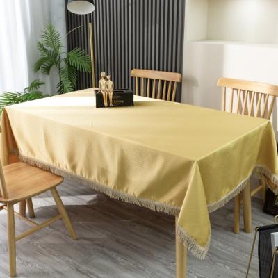 China Plain Dyed Rectangular Stretch Hotel Gold Tablecloth Living Room Tea Cloth for sale