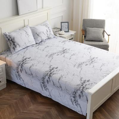 China Home Custom Printed Marble Jacquard Queen Size Bed Sheet Fashion Fitted King For Beds Luxury for sale