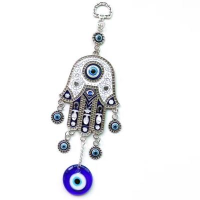 China Home All-Season Blue Eyes Traditional Pendant Wall Hanging Fatima Hand Pendant Wall Hanging Decor Room Glass Alloy Alloy Support Turkey Ornament for sale