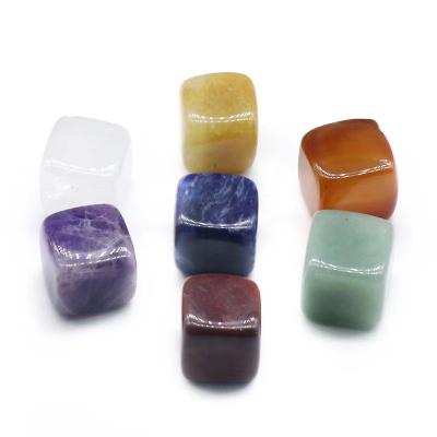 China Europe Natural Polished Carved Healing Stones And Crystals Tumbled Gemstones Set Chakra Square Stones Set for sale