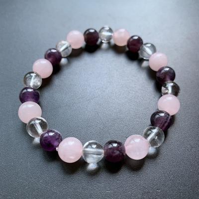 China Natural Rose Quartz Amethyst Beads Clear Clear Jewelry Wrist Bracelets Women Quartz Stretch Bracelet Crystal 2022 Casual/Sporty Fashion 8mm/ for sale