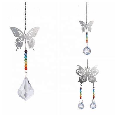 China 100% Handmade Crystal Sun Catcher Rainbow Prism Glass Sun Catcher Hanging Window Ornaments Metal Wall Art Suncatcher for sale