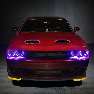 China Special PCB Newest RGB Chasing Halo Ring Kits Led Headlights For Dodge Challenger 2015-2021 for sale