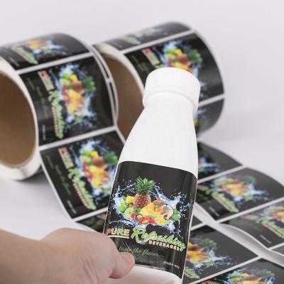 China Custom Waterproof Juice Cup Hygiene Adhesive Paper Label, Square Drink Bottle Sticker Label For Beverage for sale