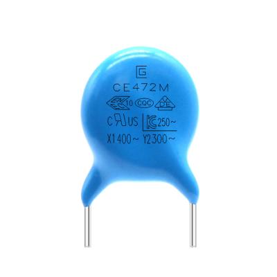 China Cor azul do capacitor da segurança Y2 de 300VAC 472M para a fonte de alimentação de comutação à venda