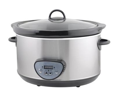 China Household 5.6L 6.5L Stainless Steel Electric Slow Cooker Pot With Digital Timer Panel for sale