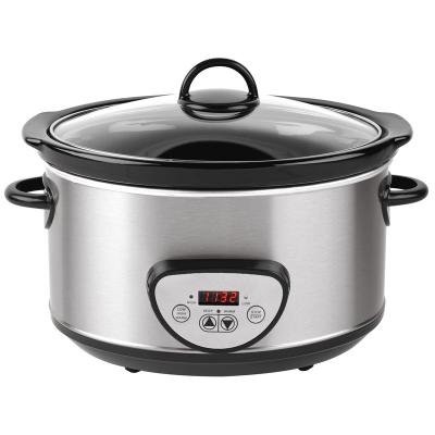 China Household Kitchenware 5.6L Electric Cooking Creamic Pot Slower Cooker With Digital Timer Panel for sale