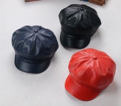 China Wholesale Fashion Child PU Leather Color Picture Size Adult Newsboy Hat for sale