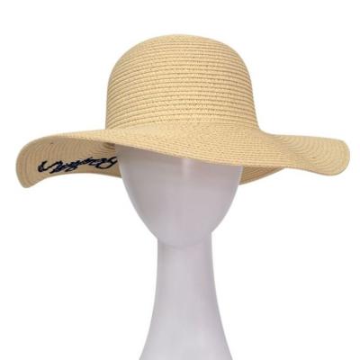 China Custom Design Soft Straw Hats, 2022 Summer Beach Women Wholesale Picture Embroidered Logo Soft Foldable Hat for sale