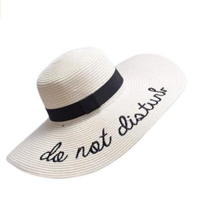 China Custom Name Picture OEM Odm Embroidery Straw Women Hat , Multicolor Available Don't Disturb Beach Hats For Woman for sale