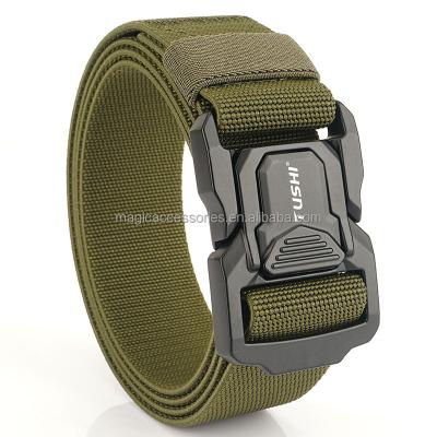 China 2021 Outdoor Heavy Duty Elastic Quick Release Style Webbing Outdoor Tactical Belt With Metal Buckle for sale