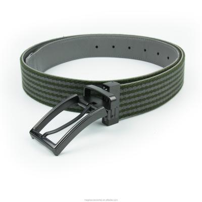 China PU Belt Fashion.Casual Reversible Webbed And Double Buckle Fabric Sided PU Belt for sale