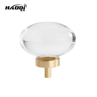 China Modern Luxury Haodi New Glass Knobs Pigeon Eggs Crystal Handles Fancy Luxury Brass Cabinet Handles for sale