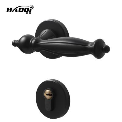 China Modern Luxury Decorative Zinc Alloy Luxury Black Door Pull Handle Lock Interior Door Handles for sale