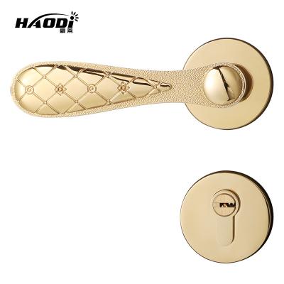 China Modern Luxury Haodi European Unique Design Luxury Decorative Gold Interior Door Handle Lock for sale