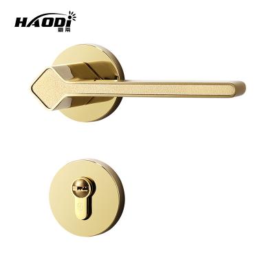 China Classic Luxury Haodi New Gold Interior Long Door Handle Luxury Magnetic mute Zinc Alloy Door Handles for Bedroom for sale